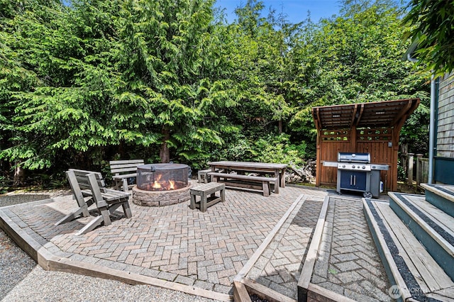 251 Meriweather St, Pacific Beach, WA 98571 - view of patio featuring an outdoor fire pit and area for grilling
