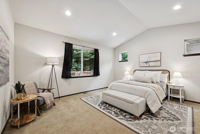 1310 Maple Ave, Snohomish, WA 98290 - bedroom featuring lofted ceiling, carpet flooring, and recessed lighting