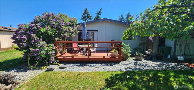 82 Marjory Ln, Sequim, WA 98382 - rear view of house with a deck and a yard