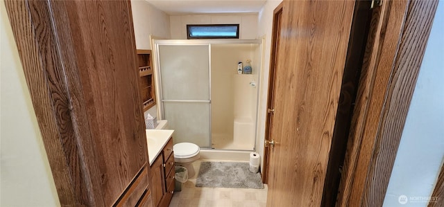 82 Marjory Ln, Sequim, WA 98382 - bathroom with a shower with shower door, vanity, and toilet
