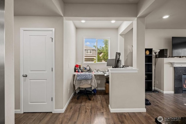8657 Atlas Ave NE, Lacey, WA 98516 - office space with wood finished floors, a fireplace, baseboards, and recessed lighting