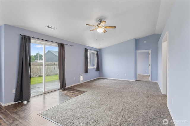 600 S County Rd, Warden, WA 98857 - empty room with ceiling fan, baseboards, lofted ceiling, and wood finished floors
