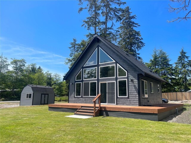 322 Fathom St NE, Ocean Shores, WA 98569 - back of property featuring a wooden deck