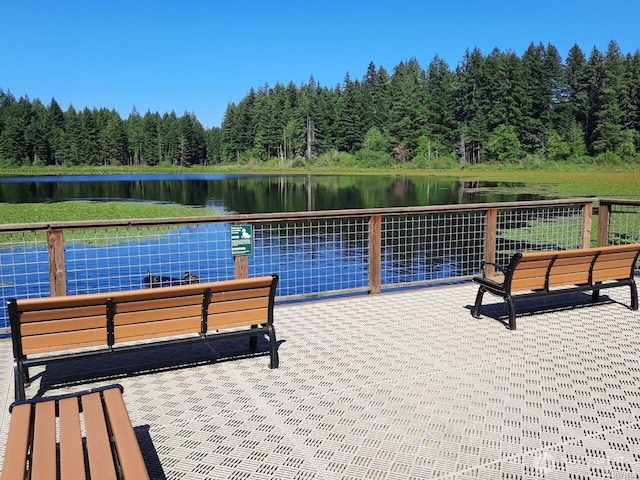 25025 SE Klahanie Blvd Unit D204, Sammamish, WA 98029 - view of patio / terrace featuring a water view and a wooded view