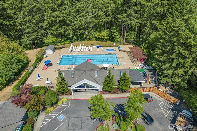 25025 SE Klahanie Blvd Unit D204, Sammamish, WA 98029 - aerial view of a pool area and a forest