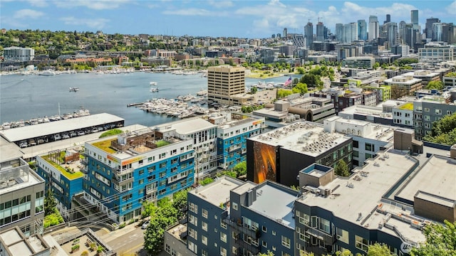 701 Galer St Unit 808, Seattle, WA 98109 - drone / aerial view of city skyline and a large body of water