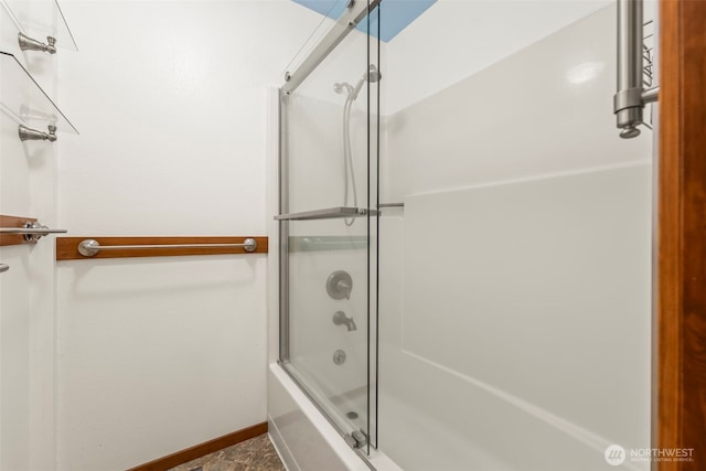 4528 SW 316th Pl, Federal Way, WA 98023 - bathroom featuring enclosed tub / shower combo and baseboards