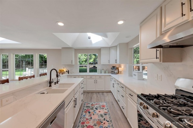 7611 176th Ave E, Bonney Lake, WA 98391 - kitchen featuring a skylight, stainless steel appliances, a sink, healthy amount of natural light, and recessed lighting