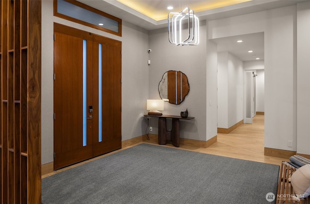 8926 NE 36th St, Yarrow Point, WA 98004 - foyer with recessed lighting, wood finished floors, and baseboards
