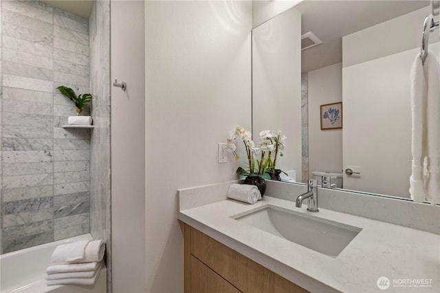 105B NW 39th St, Seattle, WA 98107 - bathroom featuring vanity, shower / bath combination, and toilet