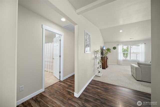 1620 2nd Ave SW, Quincy, WA 98848 - corridor featuring baseboards, wood finished floors, recessed lighting, and lofted ceiling