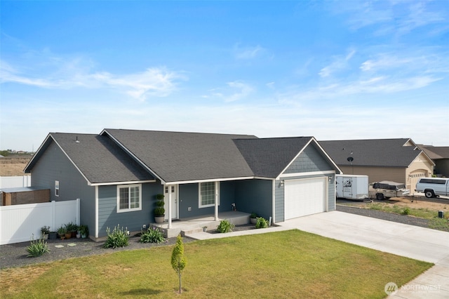 1620 2nd Ave SW, Quincy, WA 98848 - ranch-style house featuring covered porch, concrete driveway, an attached garage, and a shingled roof