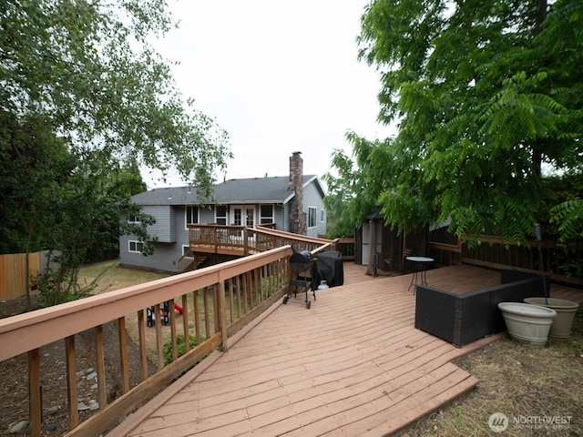 2840 SW 342nd St, Federal Way, WA 98023 - wooden terrace featuring a storage shed and grilling area