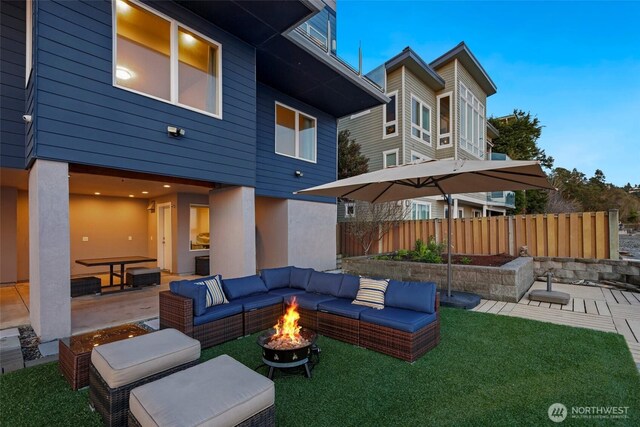 12065 30th Ave SW, Burien, WA 98146 - view of patio with an outdoor living space with a fire pit