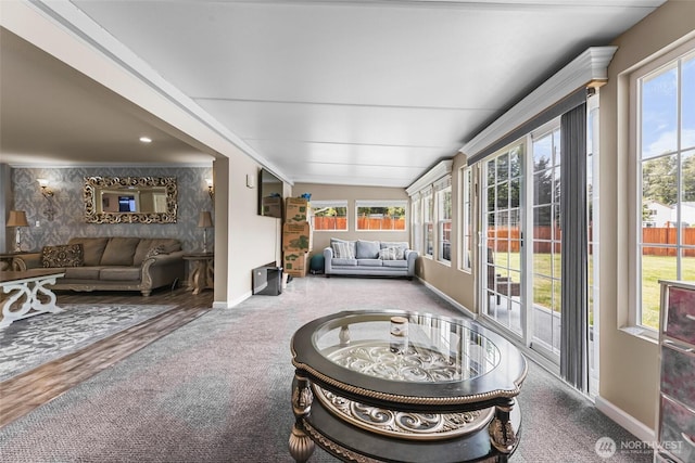 3001 163rd St E, Tacoma, WA 98446 - sunroom with baseboards, carpet floors, and french doors
