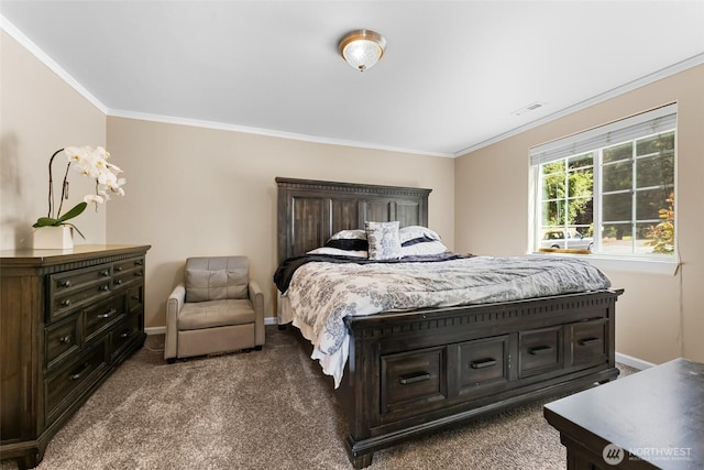 3001 163rd St E, Tacoma, WA 98446 - bedroom featuring ornamental molding, dark colored carpet, and baseboards