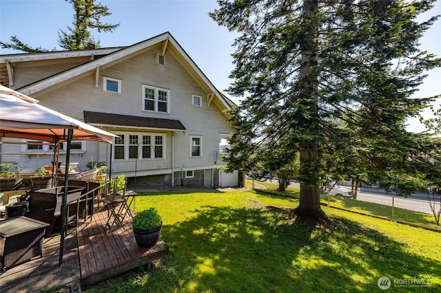 214 N 4th St, Mount Vernon, WA 98273 - rear view of house featuring a gazebo and a wooden deck