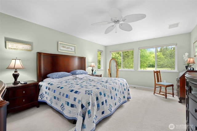 5426 Quail Run, Blaine, WA 98230 - bedroom featuring carpet, baseboards, and ceiling fan