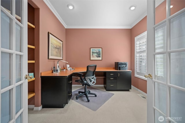 5426 Quail Run, Blaine, WA 98230 - carpeted office featuring crown molding and baseboards