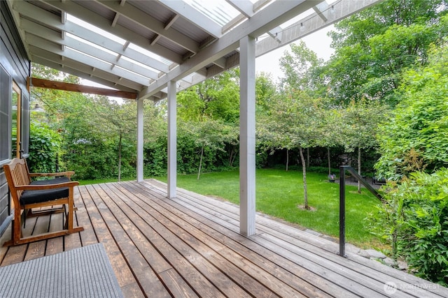 830 Boyer Ave, Walla Walla, WA 99362 - wooden deck with a yard and view of wooded area