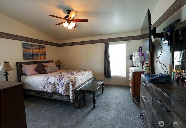 1427 100th St SW Unit 57, Everett, WA 98204 - carpeted bedroom with lofted ceiling and a ceiling fan