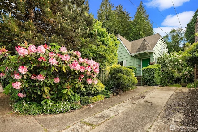 view of side of home featuring a shingled roof