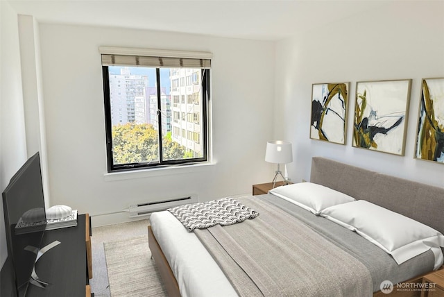 1105 Spring St Unit 904, Seattle, WA 98104 - bedroom with carpet flooring and a baseboard radiator