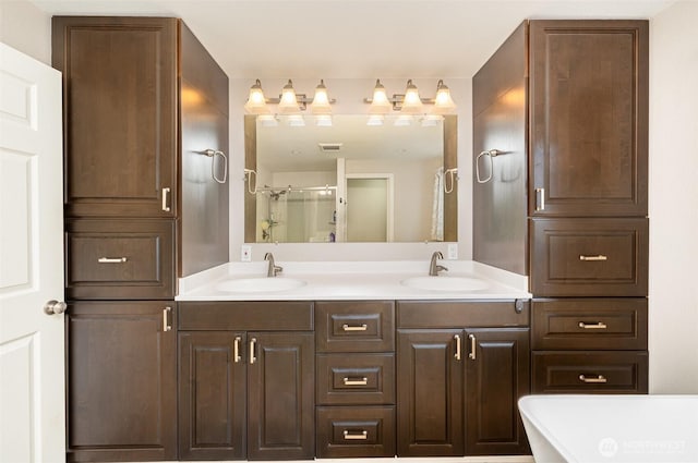 2103 106th St SW, Everett, WA 98204 - full bathroom featuring double vanity, a shower, and a freestanding tub