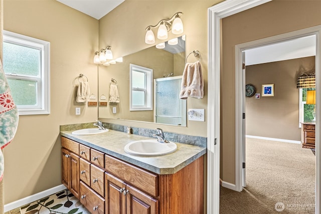 108 Reynolds Rd, Castle Rock, WA 98611 - full bath with double vanity, healthy amount of natural light, and baseboards