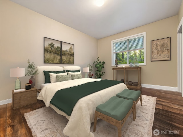 20714 61st St E, Bonney Lake, WA 98391 - bedroom with baseboards and dark wood-type flooring