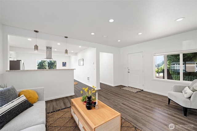 921 Autumn Ln Unit 205, Bellingham, WA 98229 - living room featuring recessed lighting, wood finished floors, and baseboards