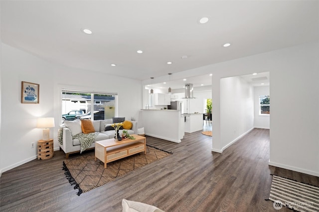 921 Autumn Ln Unit 205, Bellingham, WA 98229 - living room with dark wood-type flooring, recessed lighting, and baseboards