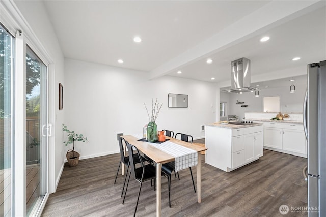 921 Autumn Ln Unit 205, Bellingham, WA 98229 - dining space featuring dark wood finished floors, recessed lighting, and baseboards