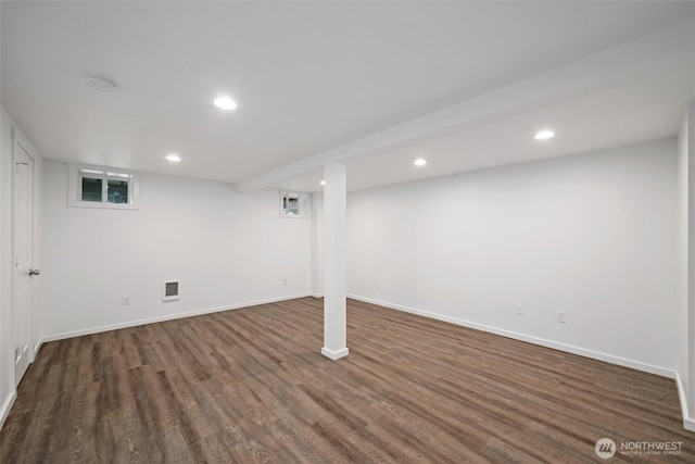921 Autumn Ln Unit 205, Bellingham, WA 98229 - finished basement with dark wood finished floors, baseboards, and recessed lighting