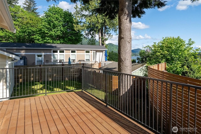 921 Autumn Ln Unit 205, Bellingham, WA 98229 - wooden deck with a mountain view