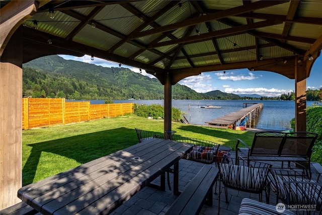 921 Autumn Ln Unit 205, Bellingham, WA 98229 - wooden deck with a gazebo and a water and mountain view