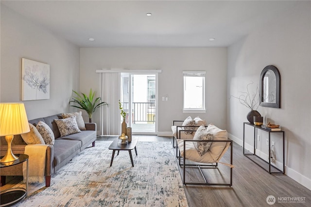 825 238th Pl SE Unit D, Bothell, WA 98021 - living room with wood finished floors, baseboards, and recessed lighting