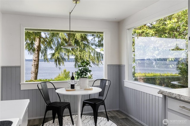 3115 Saratoga Rd, Langley, WA 98260 - dining room with wood finished floors, wainscoting, and wood walls
