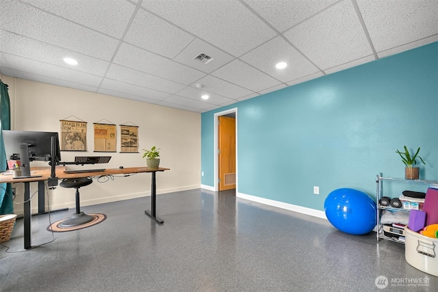 5380 Marshall Hill Rd, Deming, WA 98244 - office with baseboards, recessed lighting, and a drop ceiling