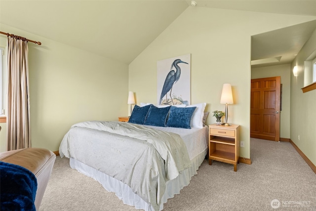 703 S Sand Dune Ave SW, Ocean Shores, WA 98569 - bedroom with carpet, vaulted ceiling, and baseboards
