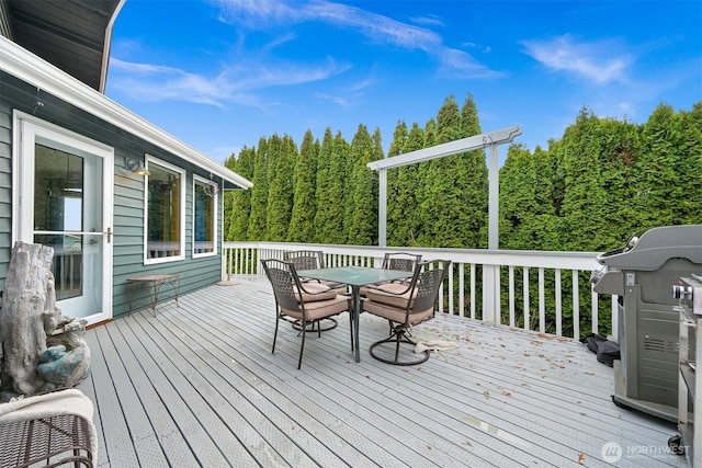 8061 Niska Rd, Blaine, WA 98230 - wooden terrace with outdoor dining space