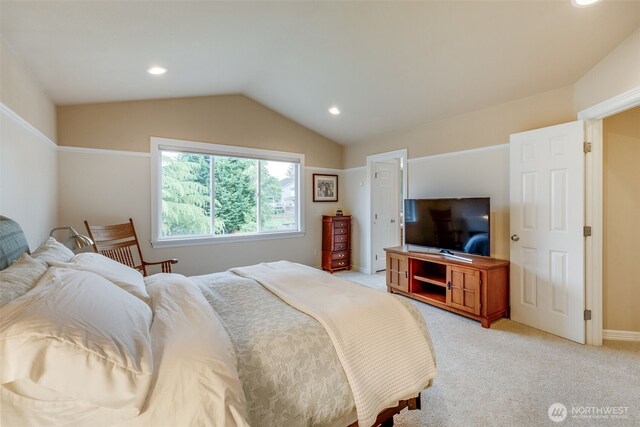 30630 122nd Ave SE, Auburn, WA 98092 - bedroom featuring vaulted ceiling, light carpet, and recessed lighting