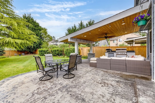 30630 122nd Ave SE, Auburn, WA 98092 - view of patio with an outdoor hangout area, ceiling fan, and outdoor dining area