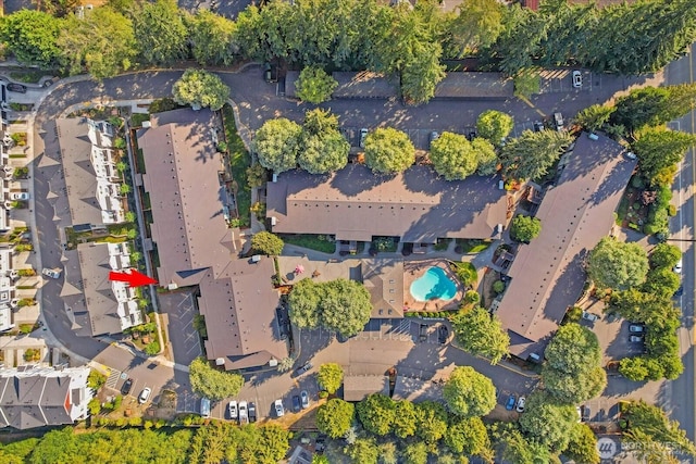 21307 48th Ave W Unit C206, Mountlake Terrace, WA 98043 - aerial view of property and surrounding area with a pool area