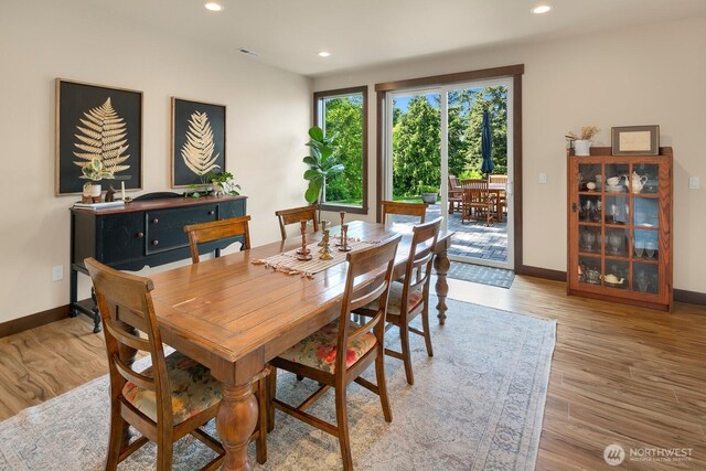 1048 Malvern Hills Dr, Camano Island, WA 98282 - dining area featuring recessed lighting, wood finished floors, and baseboards