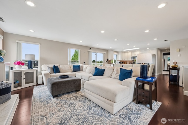 4019 N Vassault St, Tacoma, WA 98407 - living area with dark wood-style flooring and recessed lighting