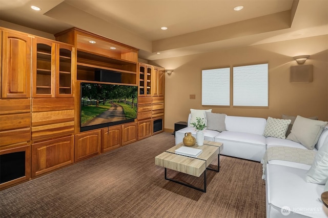 26970 SE Old Black Nugget Rd, Issaquah, WA 98029 - living area featuring recessed lighting and dark carpet