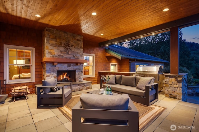 26970 SE Old Black Nugget Rd, Issaquah, WA 98029 - view of patio featuring an outdoor living space with a fireplace