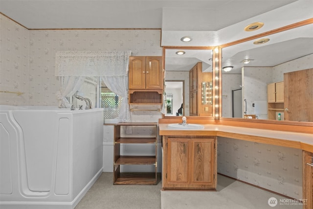 11436SE 208th St Unit 188, Kent, WA 98031 - full bathroom featuring wallpapered walls and vanity