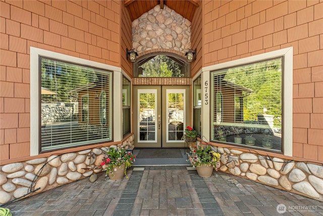 6753 Forest Ridge Dr, Wenatchee, WA 98801 - property entrance featuring french doors and stone siding